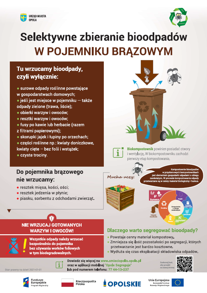 Ulotka edukacyjna dotycząca systemu gospodarowania odpadami komunalnymi na terenie Miasta Opola